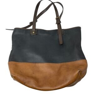 Coach Bleeker Holdall Fawn Black Brown Leather XL Tote Bag Brass Hardware *READ